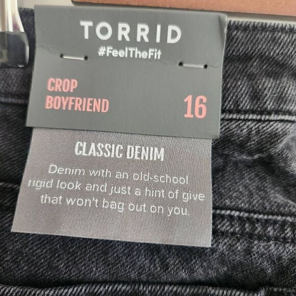 Torrid Womens Jeans 16 Plus Size Boyfriend Crop Straight Mid Rise Pants Gray Bla - Picture 3 of 6